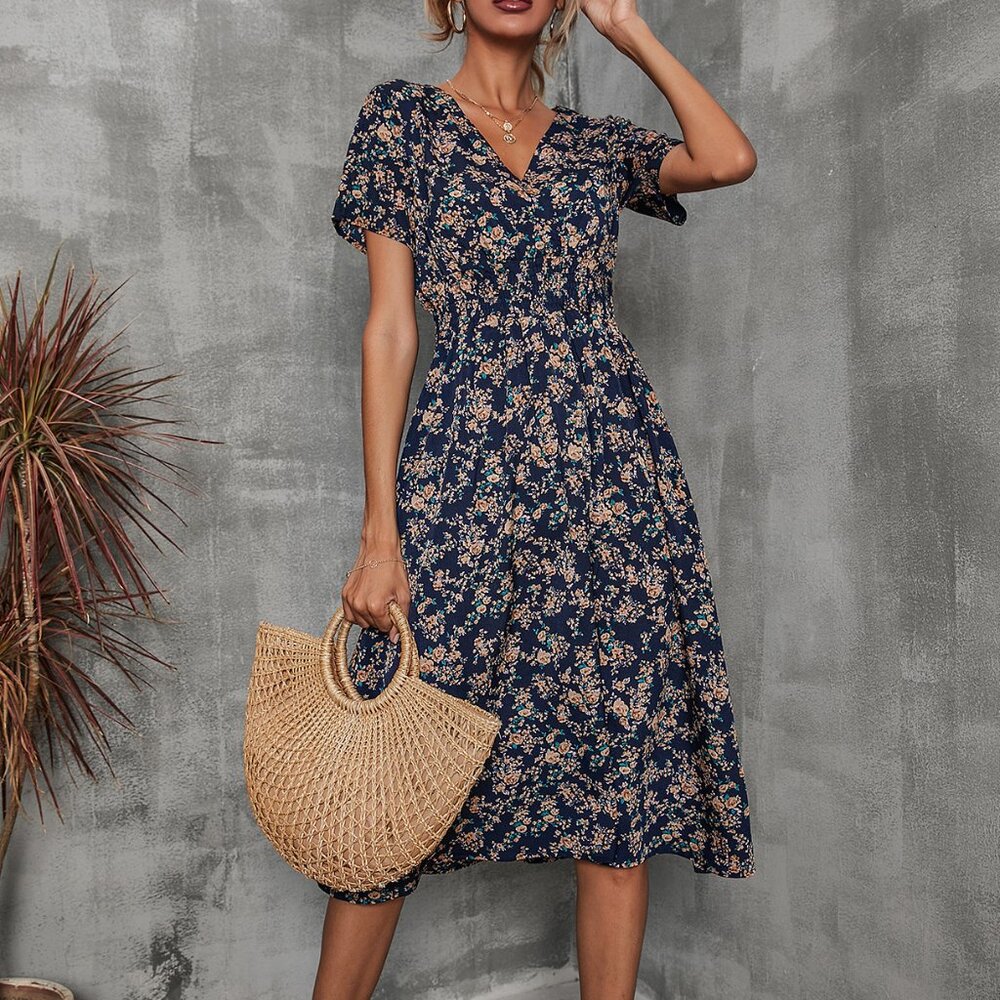 Women's floral print short-sleeved dress
